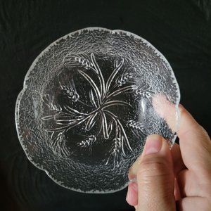 Vintage Arcoroc Country Wheat Pattern Glass Berry Bowl, Vintage Dessert Bowl